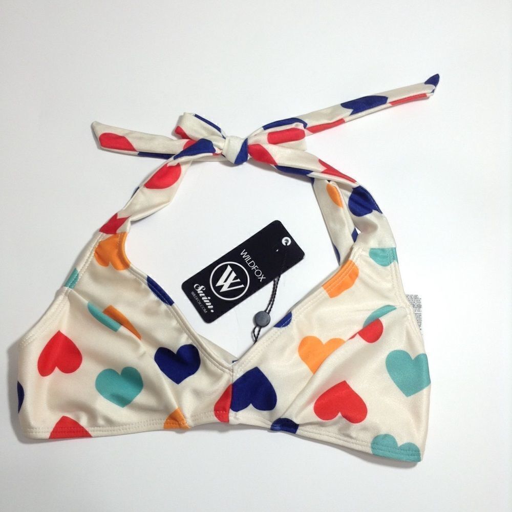 Wildfox Vintage Heart Halter Swimwear Top Size S